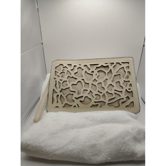 Herbosa Beige Cutout Handbag Purse Crossbody Clutch Adjustable Strap - Picture 4 of 11